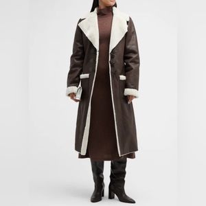 Brand New with Tags WeWoreWore Bonded Suede Trench Coat with Faux Fur